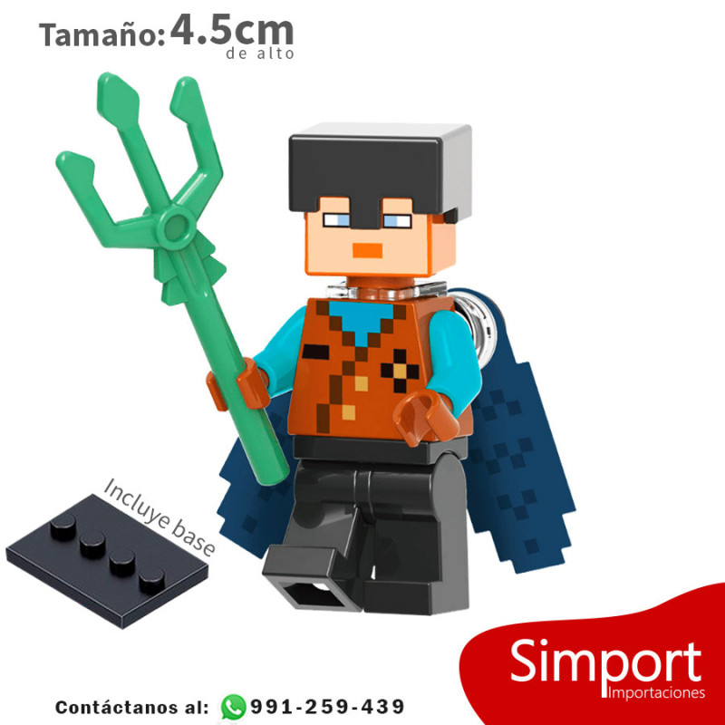 Personaje con elytras y tridente - Minecraft - Minifigura